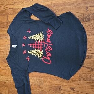 Dark Gray Size Large Christmas Themed Long Sleeve T-Shirt